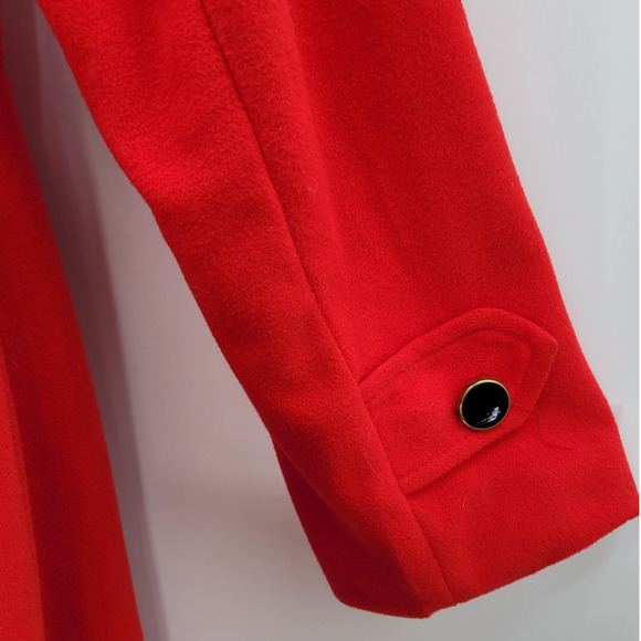 Shi Long Fashion Vintage Red double breasted Faux Fur Collar Peplum Swing Coat - Picture 13 of 14